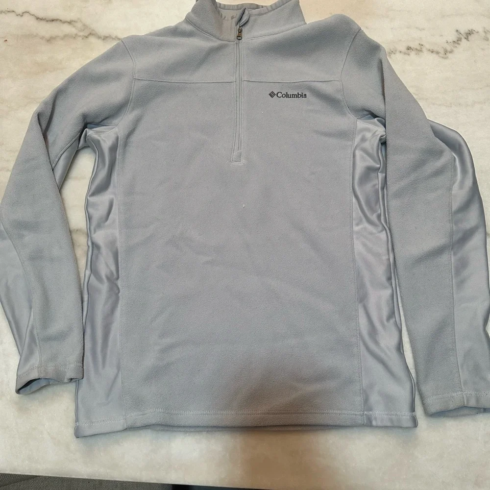 Columbia Gray Zip Up‎ Sweater with Stand-Up Collar